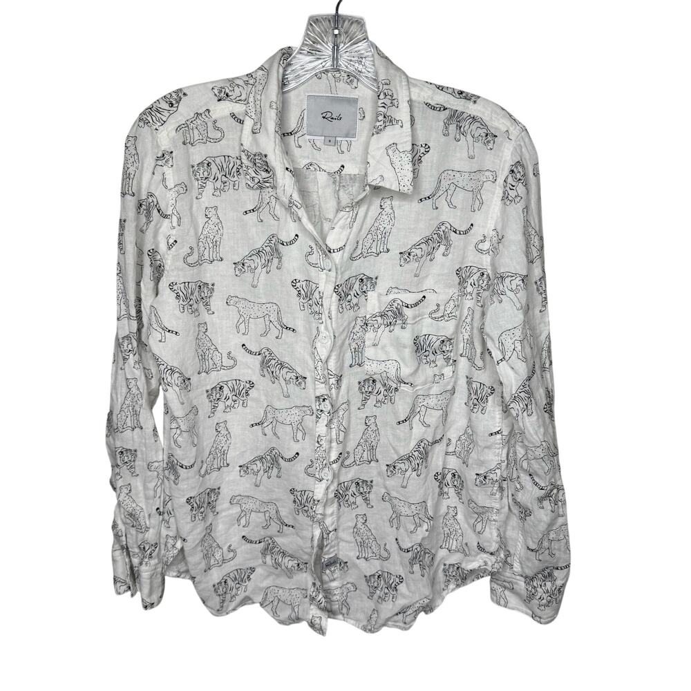 Rails Women’s Small Linen Blend Button Down Shirt… - image 1